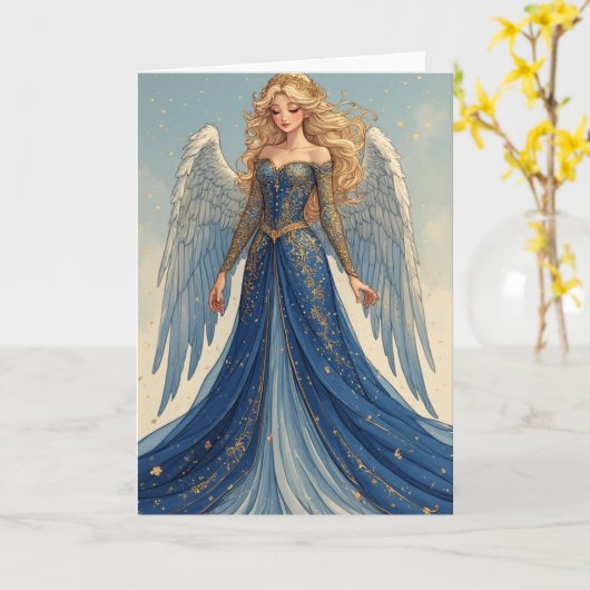 Holiday Angel カード (黄色い花)