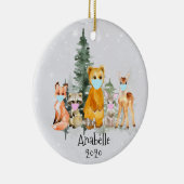 Holiday Animal Woodland personalized Face Mask セラミックオーナメント (右)