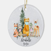 Holiday Animal Woodland personalized Face Mask セラミックオーナメント (左)