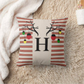 Holiday Antlers Monogram Initials クッション (ブランケット)