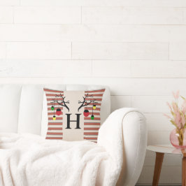 Holiday Antlers Monogram Initials クッション