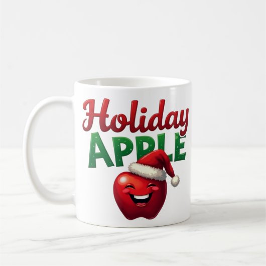 Holiday Apple Retro Christmas Design コーヒーマグカップ (左)