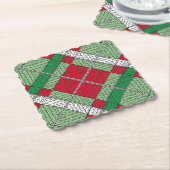 HOLIDAY ARGYLE KNIT スカラップスクエア紙コースター ペーパーコースター (アングル)