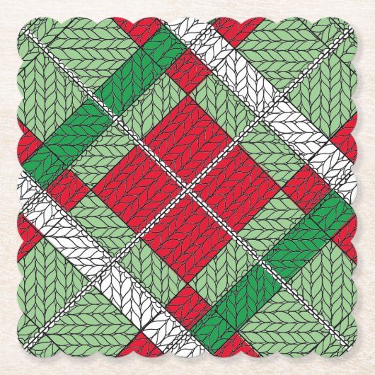 HOLIDAY ARGYLE KNIT スカラップスクエア紙コースター ペーパーコースター (正面)