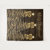 Holiday Backdrop Gold Christmas Trees w/ Bows タペストリー (正面(横))
