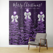 Holiday Backdrop Purple Christmas Trees Silver  タペストリー (インサイチュ)
