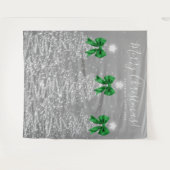 Holiday Backdrop Silver Christmas Trees Green Bows タペストリー (正面(横))