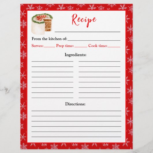 Holiday Baking Christmas Cake Recipe Page チラシ (正面)