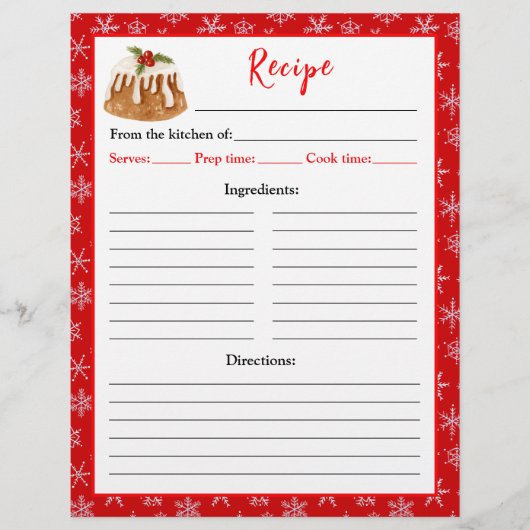 Holiday Baking Christmas Pudding Recipe Page チラシ (正面)
