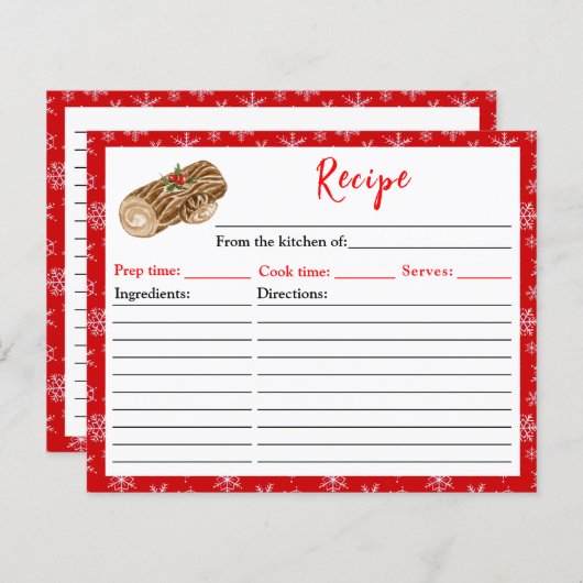 Holiday Baking Christmas Yule Log Recipe (正面/裏面)