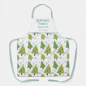 Holiday Baking Crew Christmas Trees Custom Name エプロン (正面)