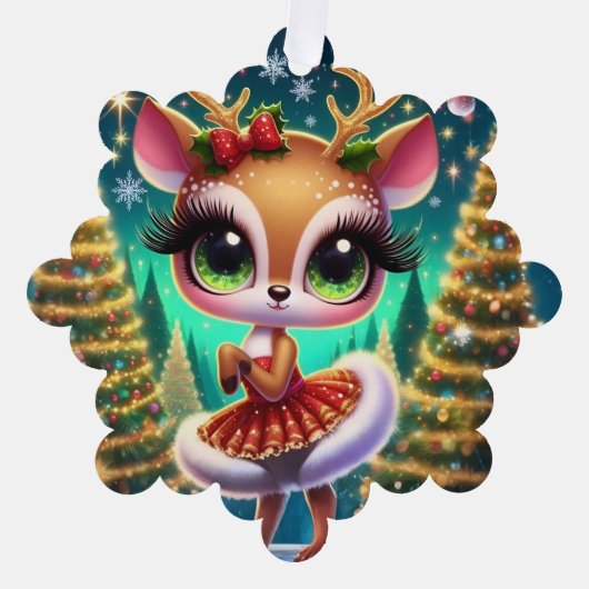 Holiday Ballet Reindeer Star オーナメントカード (正面)