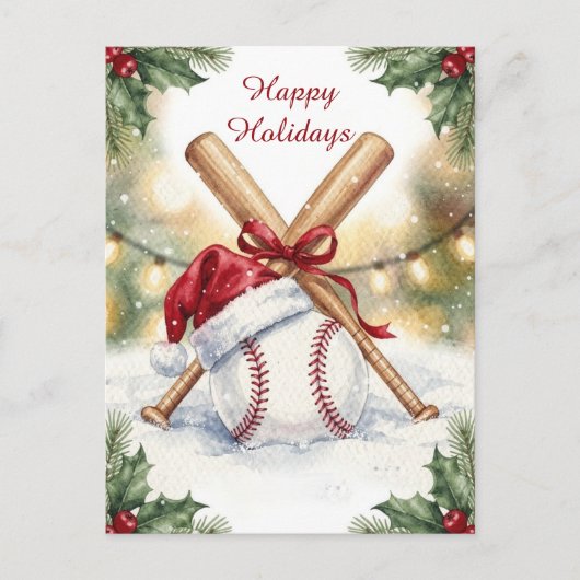 Holiday Baseball Christmas Cards シーズンポストカード (正面)