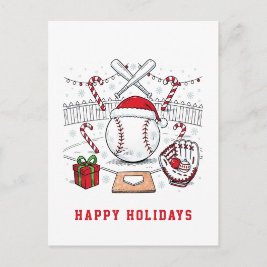 Holiday Baseball Christmas Cards シーズンポストカード (正面)