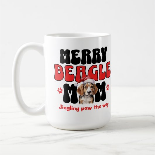 Holiday Beagle Dog Mom コーヒーマグカップ (左)