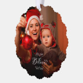 Holiday Believe Photo for Christmas オーナメントカード (左)