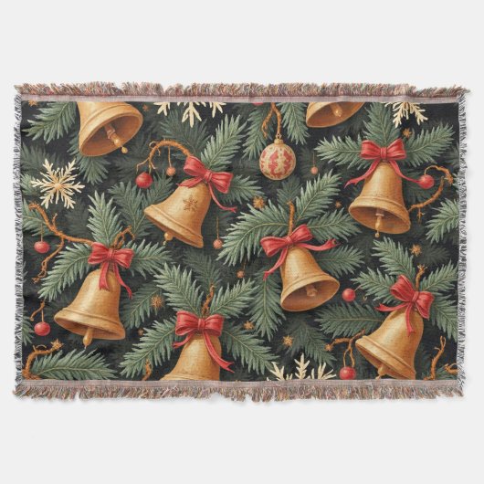 Holiday Bells, Decorative Christmas Pattern, スローブランケット (正面)