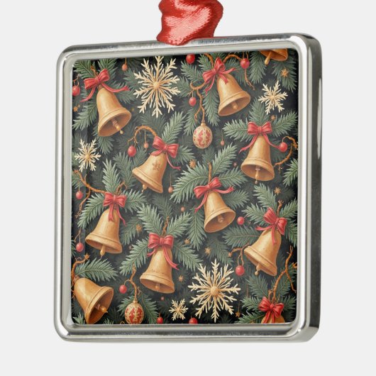 Holiday Bells, Decorative Christmas Pattern, メタルオーナメント (左)