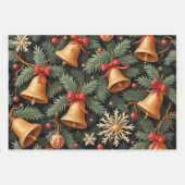 Holiday Bells, Decorative Christmas Pattern, ラッピングペーパーシート (正面)