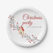 Holiday Berry Branch Christmas ペーパープレート (正面)
