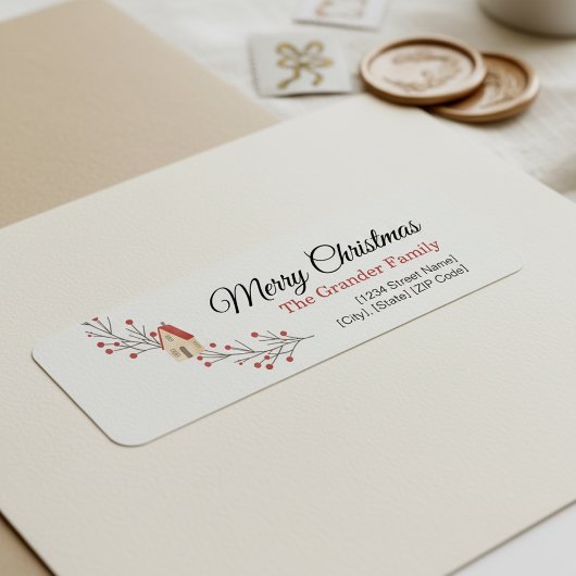 Holiday Berry Branch Christmas ラベル