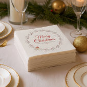 Holiday Berry Branch Merry Christmas Custom  スタンダードカクテルナプキン