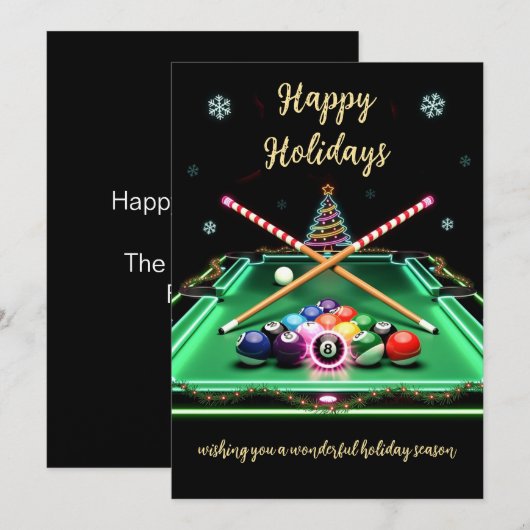 Holiday Billiard player Christmas Cards シーズンカード (正面/裏面)