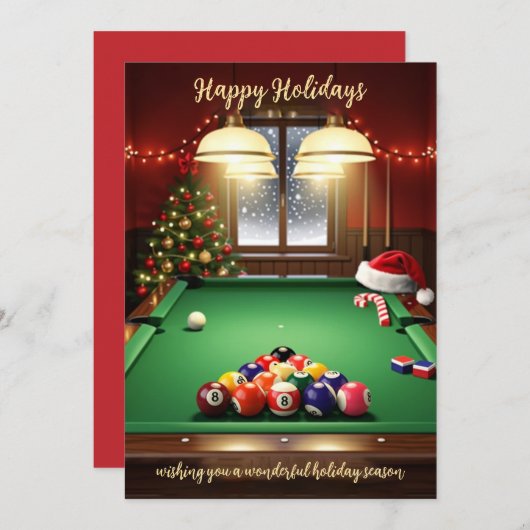 Holiday Billiard player Christmas Cards シーズンカード (正面/裏面)