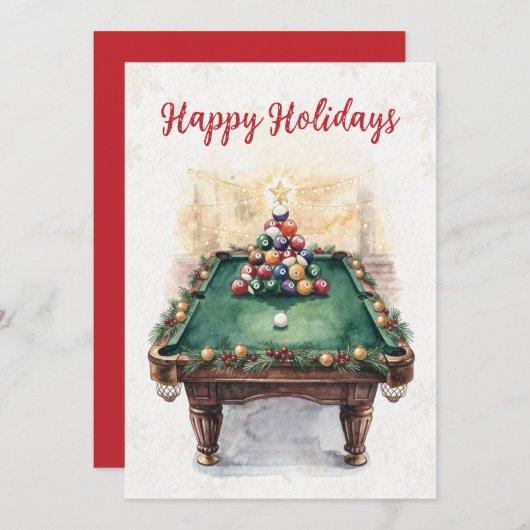 Holiday Billiard player Christmas Cards シーズンカード (正面/裏面)