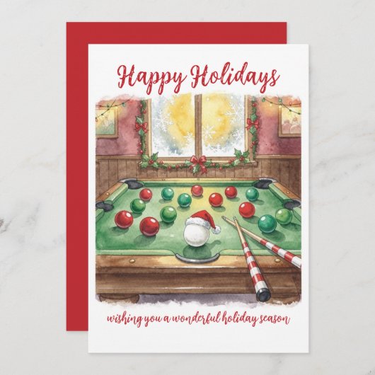 Holiday Billiard player Christmas Cards シーズンカード (正面/裏面)
