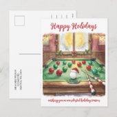 Holiday Billiard player Christmas Cards シーズンポストカード (正面/裏面)