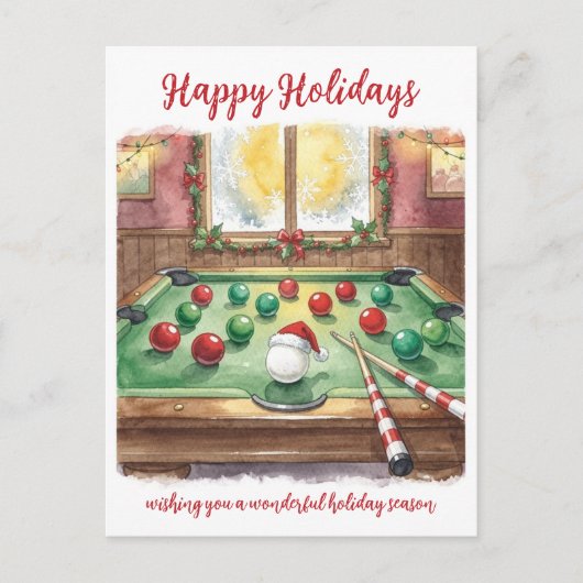 Holiday Billiard player Christmas Cards シーズンポストカード (正面)