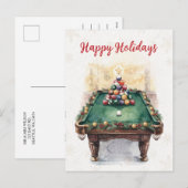 Holiday Billiard player Christmas Cards シーズンポストカード (正面/裏面)