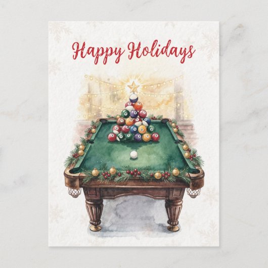 Holiday Billiard player Christmas Cards シーズンポストカード (正面)