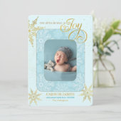 Holiday Birth Announcement It's a Boy Blue Photo シーズンカード (スタンド正面)
