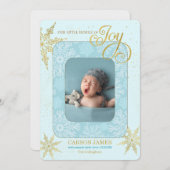 Holiday Birth Announcement It's a Boy Blue Photo シーズンカード (正面/裏面)
