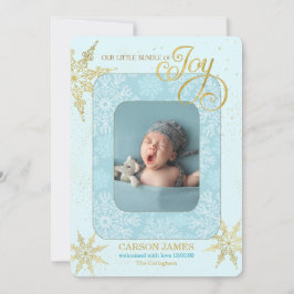 Holiday Birth Announcement It's a Boy Blue Photo シーズンカード