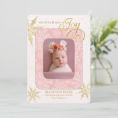 Holiday Birth Announcement It's a Girl Pink Photo シーズンカード (スタンド正面)