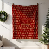 Holiday Blanket Luxury Red Gold Custom Keepsake フリースブランケット