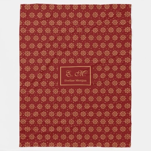 Holiday Blanket Luxury Red Gold Custom Keepsake フリースブランケット (正面)