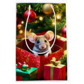 Holiday Blessings Mouse Christmas Gift Bags ミディアムペーパーバッグ (正面)
