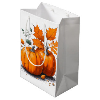 Holiday Blessings Pumpkins Gift Bags ミディアムペーパーバッグ