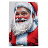 Holiday Blessings Santa Christmas Gift Bags ミディアムペーパーバッグ (正面)