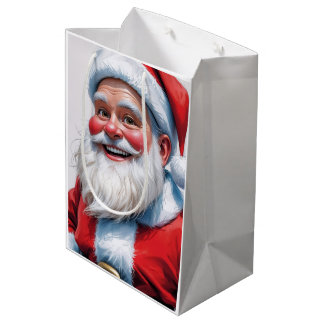 Holiday Blessings Santa Christmas Gift Bags ミディアムペーパーバッグ
