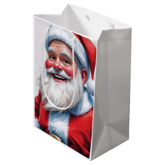 Holiday Blessings Santa Christmas Gift Bags ミディアムペーパーバッグ (裏面アングル)