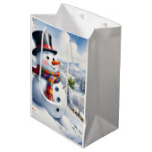 Holiday Blessings Snowman Christmas Gift Bags ミディアムペーパーバッグ (正面アングル)