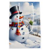 Holiday Blessings Snowman Christmas Gift Bags ミディアムペーパーバッグ (裏面)