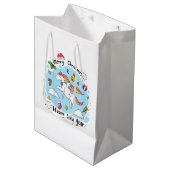 Holiday Blessings Unicorn Christmas Gift Bags ミディアムペーパーバッグ (正面アングル)