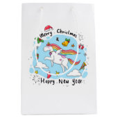 Holiday Blessings Unicorn Christmas Gift Bags ミディアムペーパーバッグ (正面)
