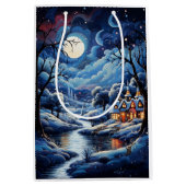 Holiday Blessings Vintage Christmas Gift Bags ミディアムペーパーバッグ (正面)